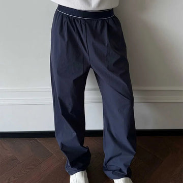 AIDASE  -  Trendy Men Casual Pants Fashionable Simple Solid Color Elastic Waist Straitght-led Male Trousers 2025 New Fashion 21E7641 aidase-shop